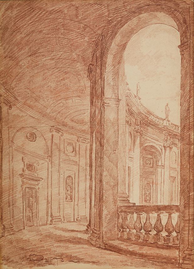Hubert Robert - The Loggia on the Upper Floor of the Palazzo Farnese at Caprarola | MasterArt